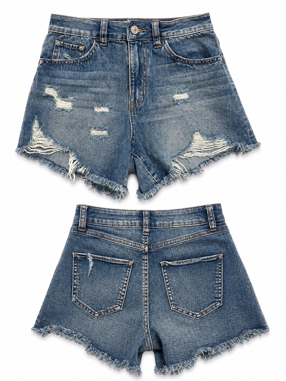 Rewash Super High Rise Distressed Denim Shorts Size 1 / 25 Y2K Raw Hem